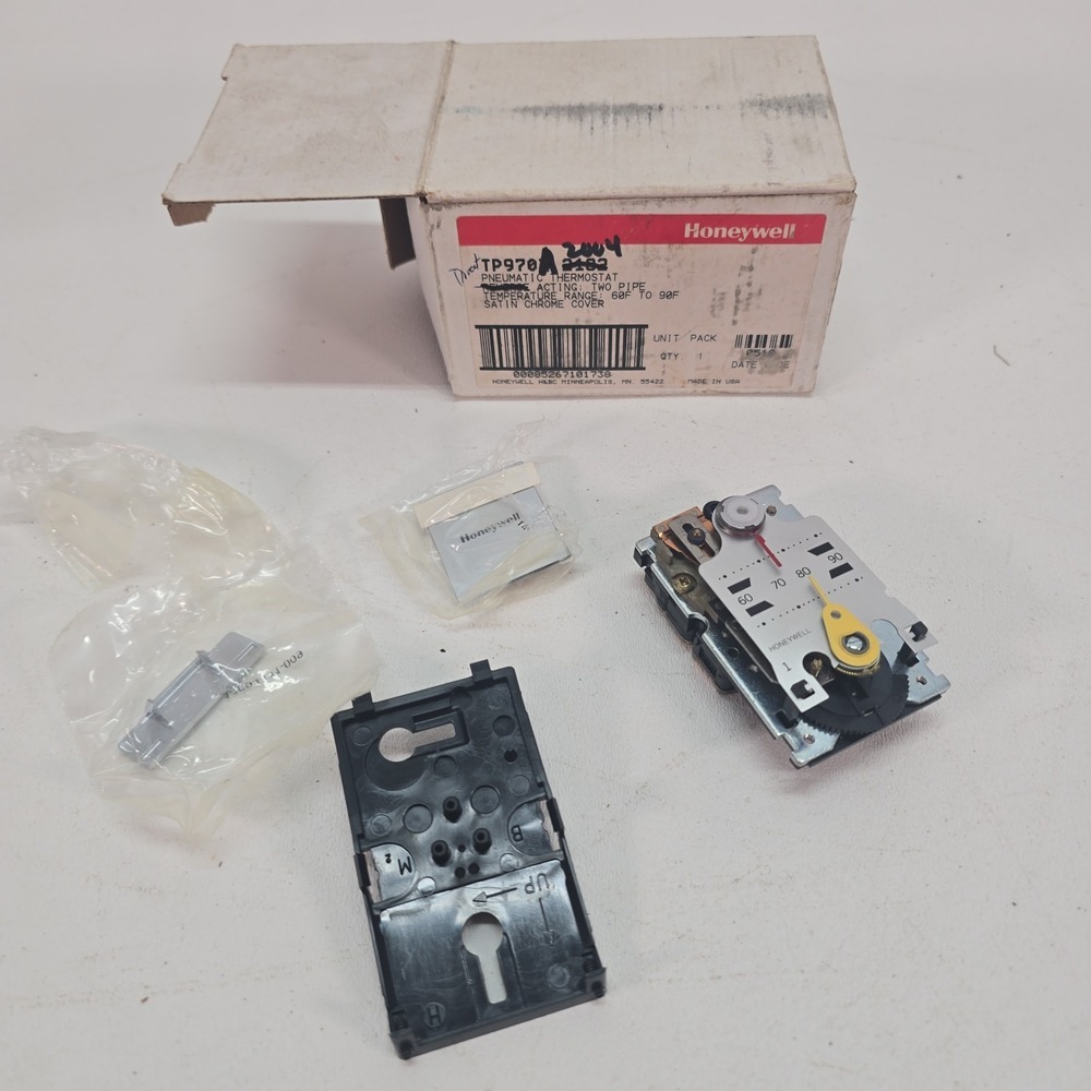 Honeywell TP970A 2004 Pneumatic Thermostat Direct Acting Analog Silver Black